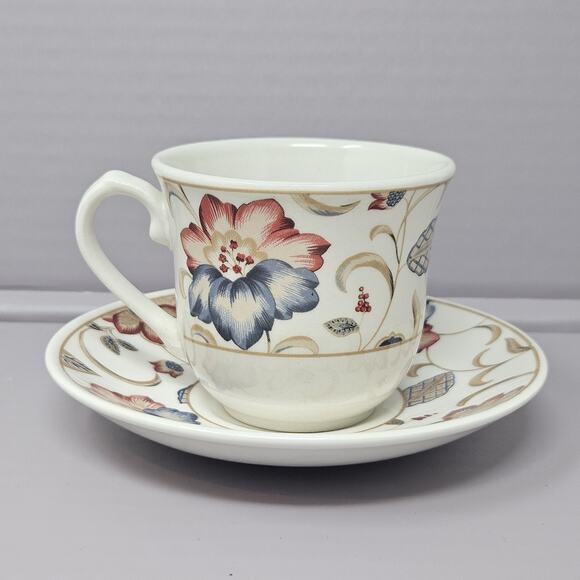 Jacobean Churchill Fine Earthenware Tea Cup Soucer Set - Picture 1 of 5